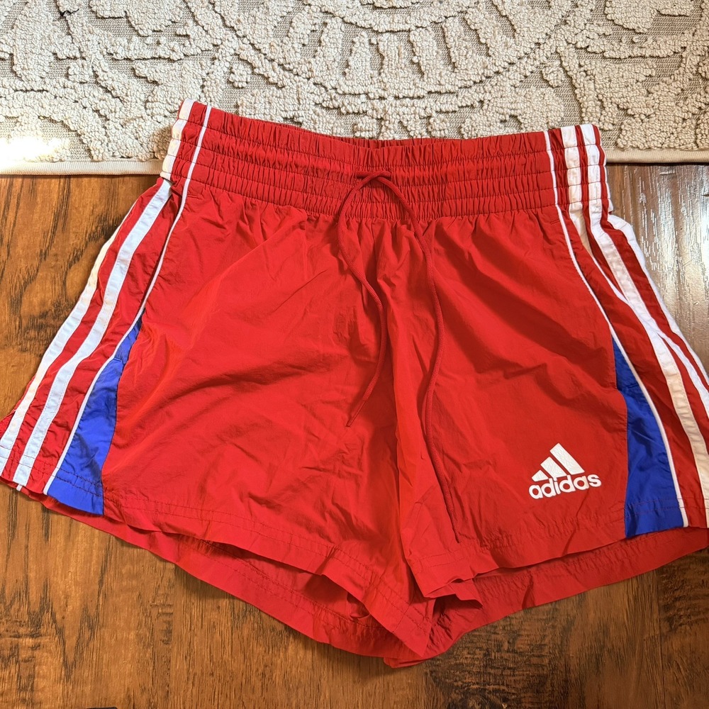 Adidas Colorblock Athletic Running Shorts Red Blue Women's XS